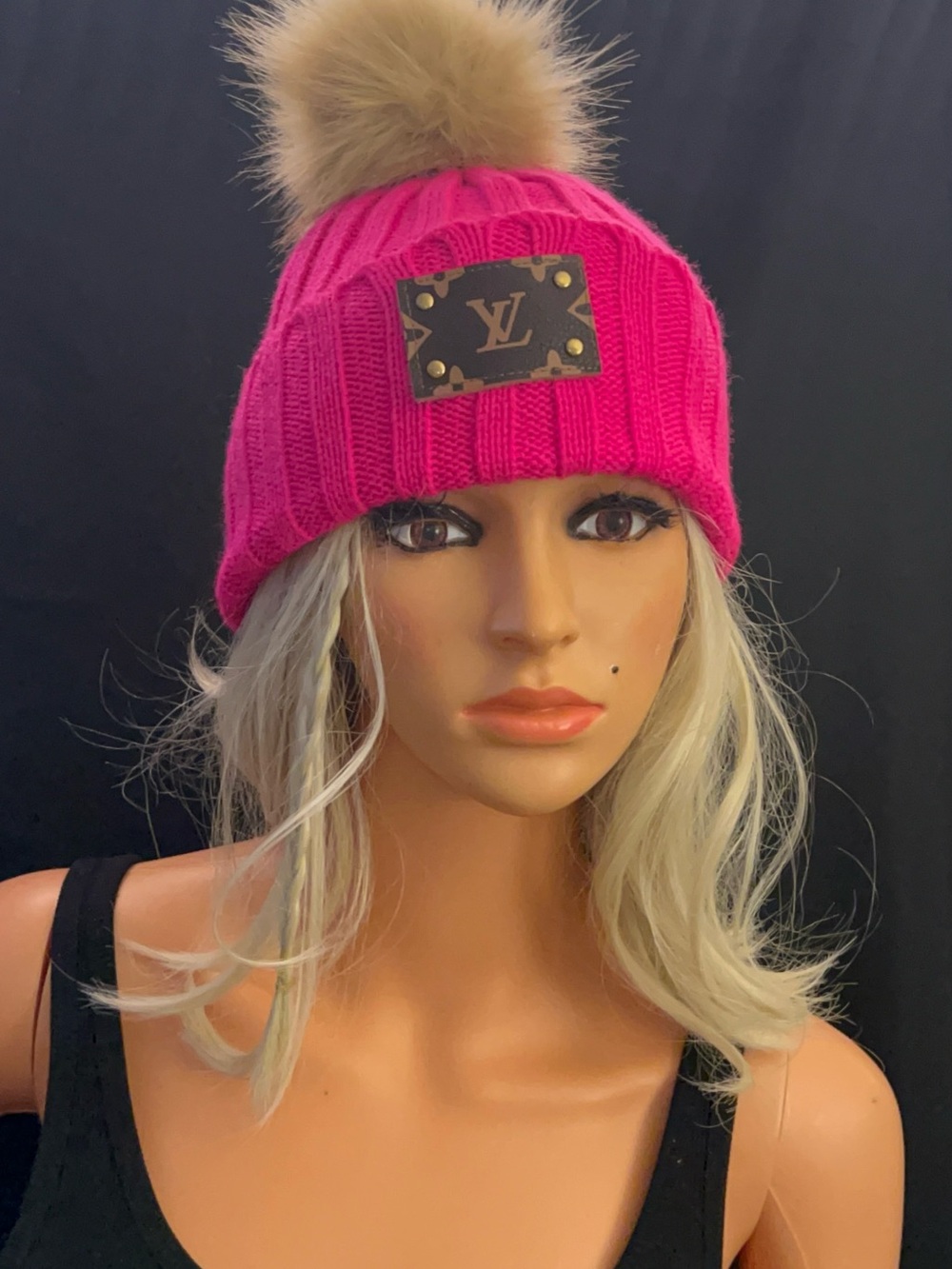Upcyled Louis Patch Pom Pom Beanie - Picture 5 of 16